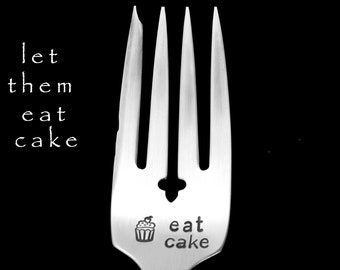 Fourchette estampée, manger un gâteau, fourchette à cupcake, cuillères drôles d'argenterie vintage, cadeau pour cadeau de pendaison de crémaillère d'hôtesse de cupcake, de dessert de gâteau