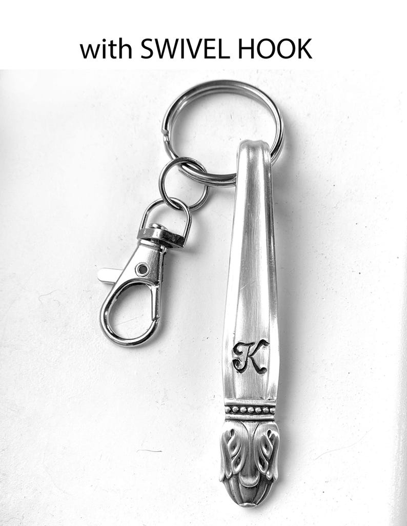 Hand Stamped Initial Key Chain: Vintage Silverware Spoon Key Ring - Etsy