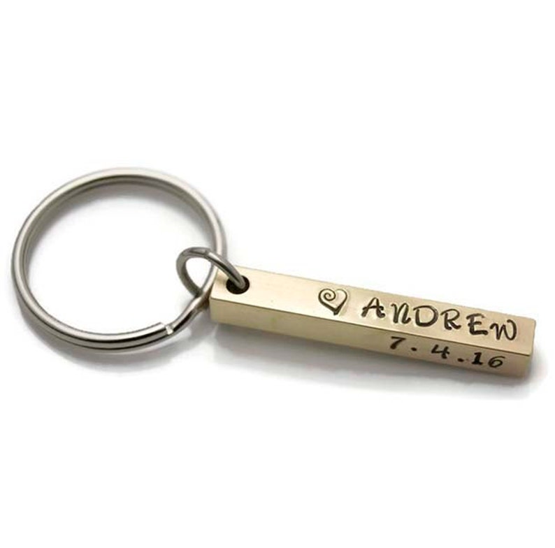 Personalized Stamped Key Chain Aluminum Brass Copper Bar Key Etsy