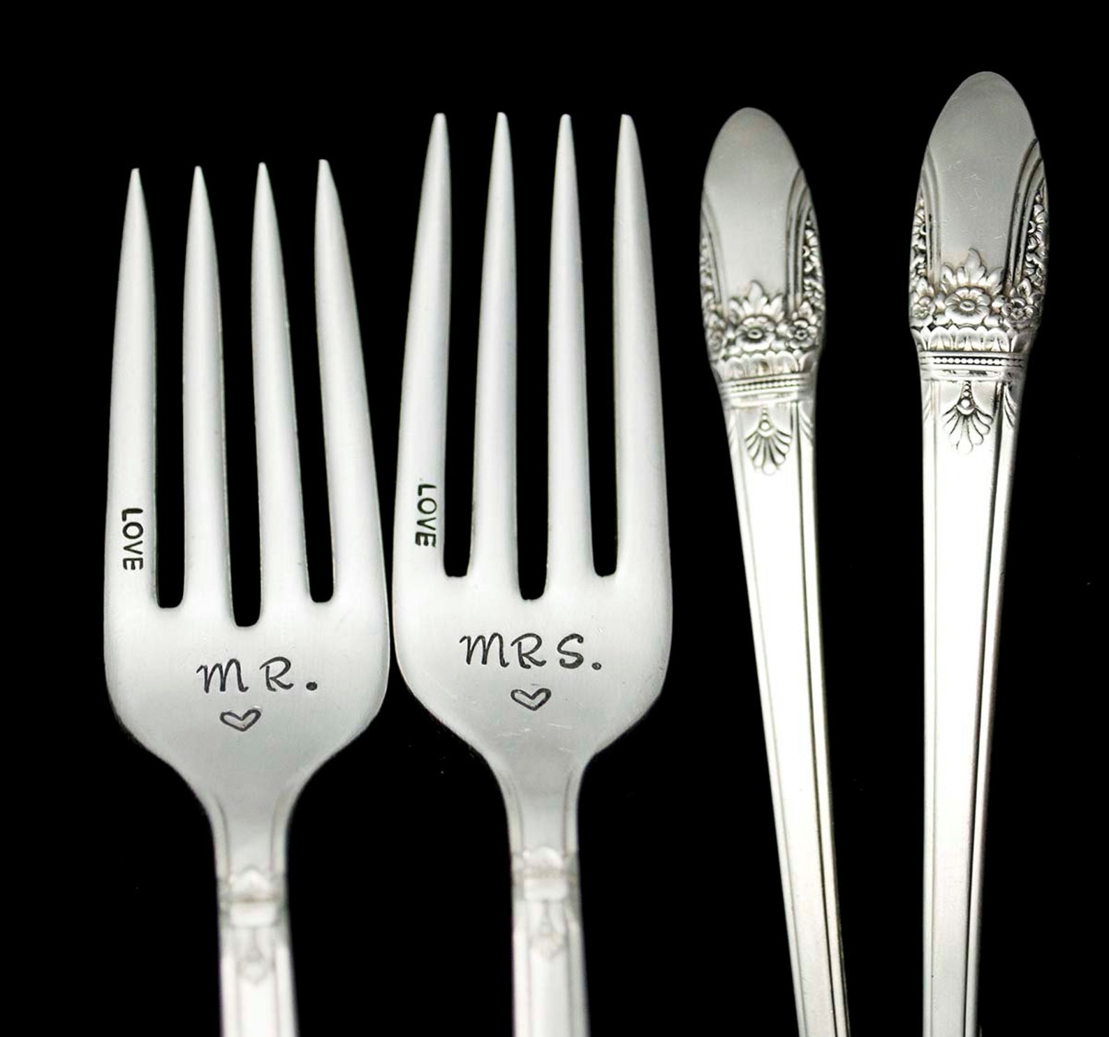Stamped Wedding Forks Mr Mrs Fork First Love Something Old Etsy