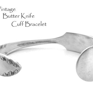 Spoon Cuff Bracelet 6.5&quot; Vintage Silverware Jewelry Butter Knife Gifts Under 25 Bridesmaid Jewelry King Edward Silver Plate Art Deco