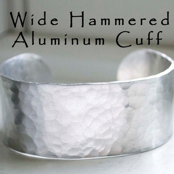 Aluminum Cuff Bracelet Hammered Textured 5/8" or  1" Wide Cuff Bracelet Rustic Jewelry Gifts Under 15 Aluminum Metal Bracelets