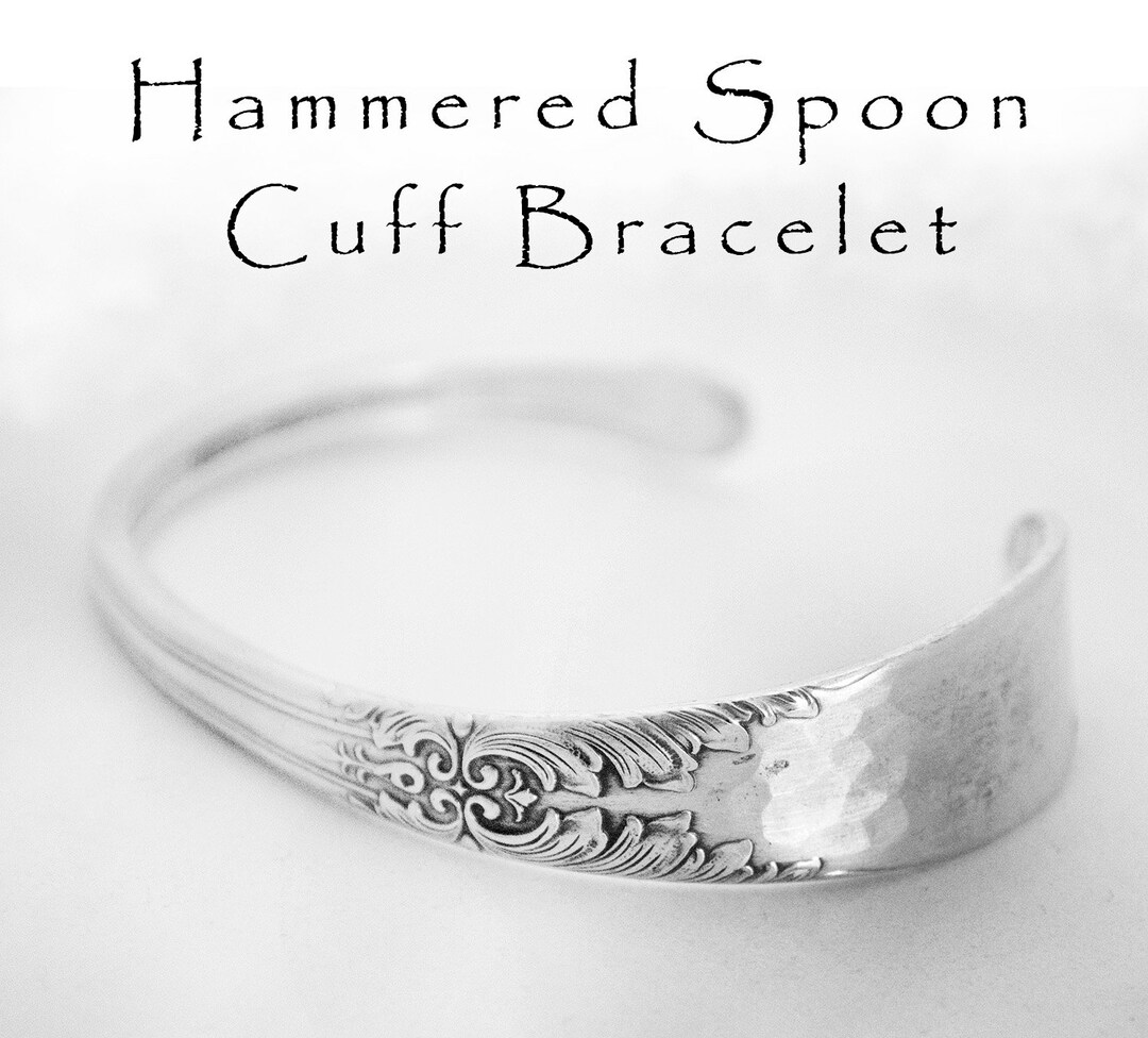 Spoon Bracelet, Cuff Bracelet, Hammered Vintage Silverware Jewelry 6.25 Silver Spoon Bracelet