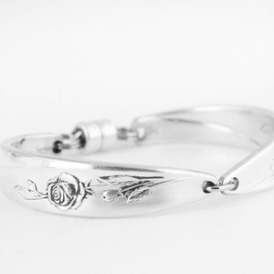 Spoon Bracelet, Morning Rose Silverware Silver Spoon Bracelet Bridesmaid Jewelry Floral Silver Plated Spoon Handle zdjęcie 3