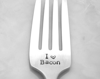 Stamped Fork I Love Bacon Vintage Engraved Silverware Dessert Dinner Forks Gift For Bacon Lover Gifts Under 15 Personalized Funny Flatware