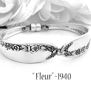 Vintage Silverware Spoon Bracelet: Fleur Floral Design, 1940 Monarch Plate