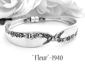 Spoon Bracelet, Fleur Floral Silverware Silver Spoon Bracelet Bridesmaid Jewelry Silver Plated Spoon Handle Gift For Mom Girlfriend Sister