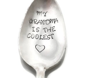 Stamped Spoon Gifts For Grandma Vintage Silverware My Grandma Is the Coolest Mother's Day Gifts Under 15 Personalized Flatware Funny Spoons