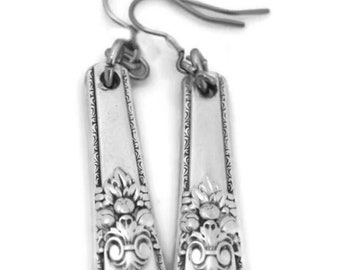 Pendientes de cubiertos, pendientes de mango de cuchara con alambres de oreja de acero inoxidable joyería de cuchara de plata adoración placa de plata joyería de dama de honor