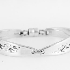 Spoon Bracelet, Morning Rose Silverware Silver Spoon Bracelet Bridesmaid Jewelry Floral Silver Plated Spoon Handle zdjęcie 2