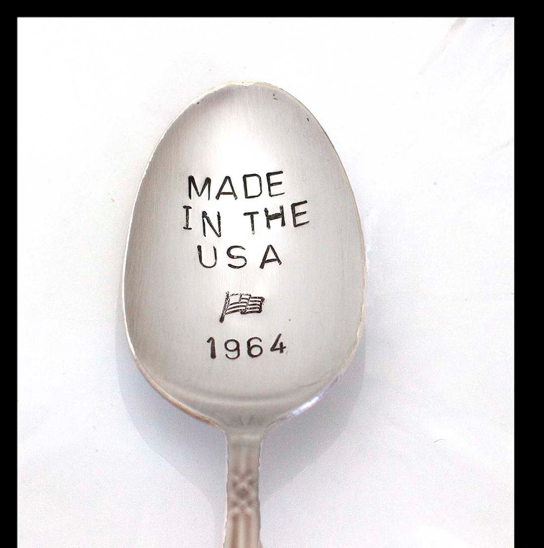 Hand Stamped Spoon Made in the USA Patriotic Birthday Year Gift for