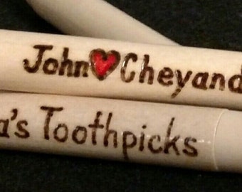 STOCKING STUFFERS Gift! Custom Personalized Wood-Burned Portable Toothpick Holder STUBES for needles, notes, money (Name, Initials, Quote)