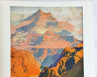 Maxfield Parrish 1927 Kunstdruck GRAND CANYON Canon des COLORADO Southwest Art Vintage