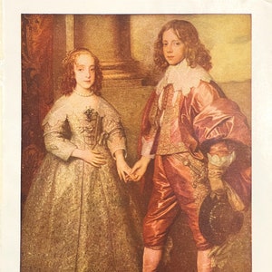 Van Dyck-afdruk: prins William II en Mary Stuart, lithografie 1927