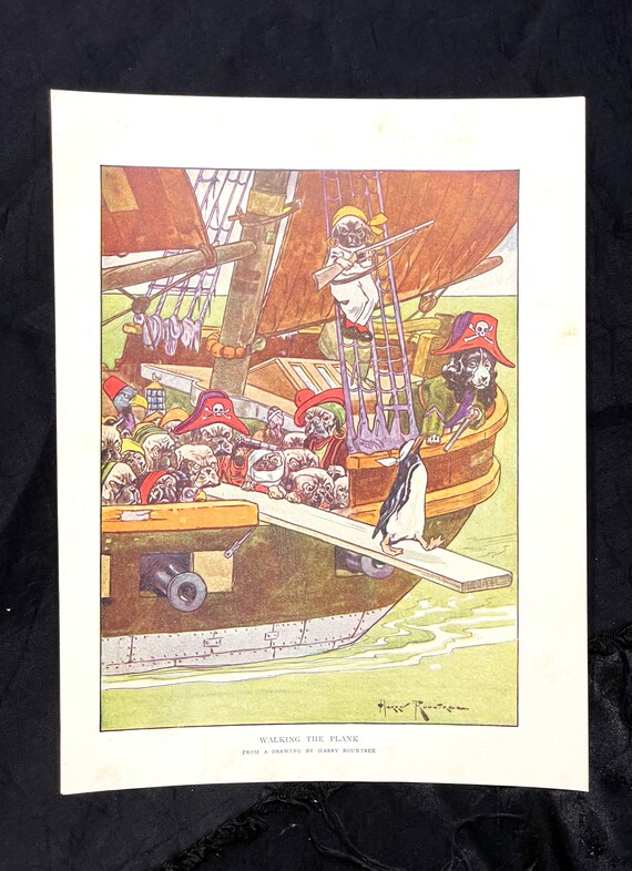 WALKING THE PLANK by Harry Rountree 1927 Bulldog Pirates Art Print