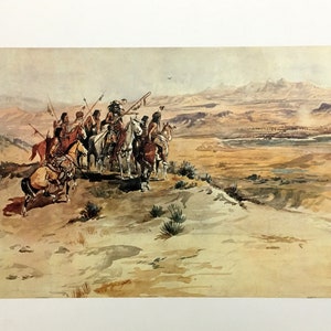 Indians Sighting Buffalo Charles M. Russell Charlie Western Art Native Americana Cowboy Theme