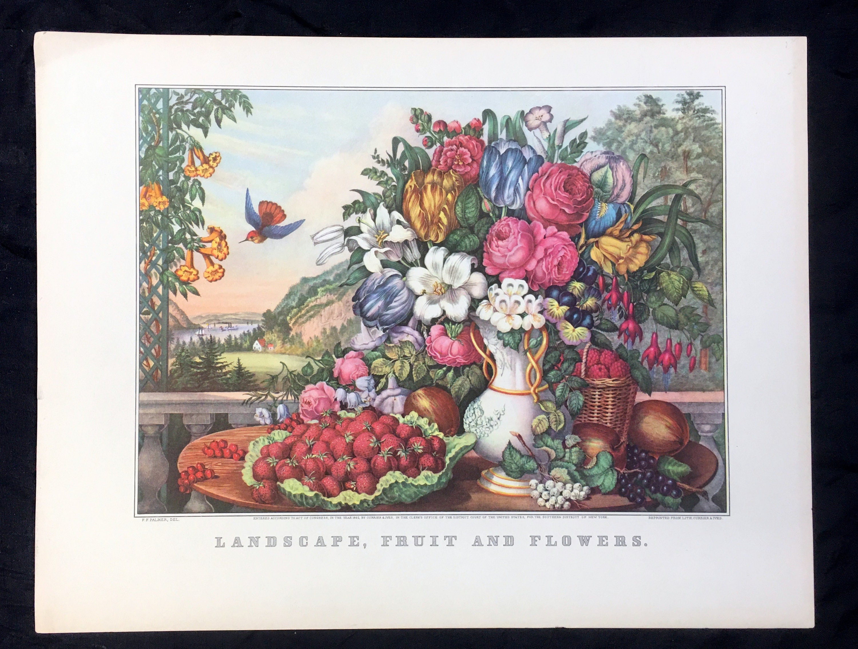 Currier & Ives Landscape, Fruit and Flowers Fanny Palmer 1862