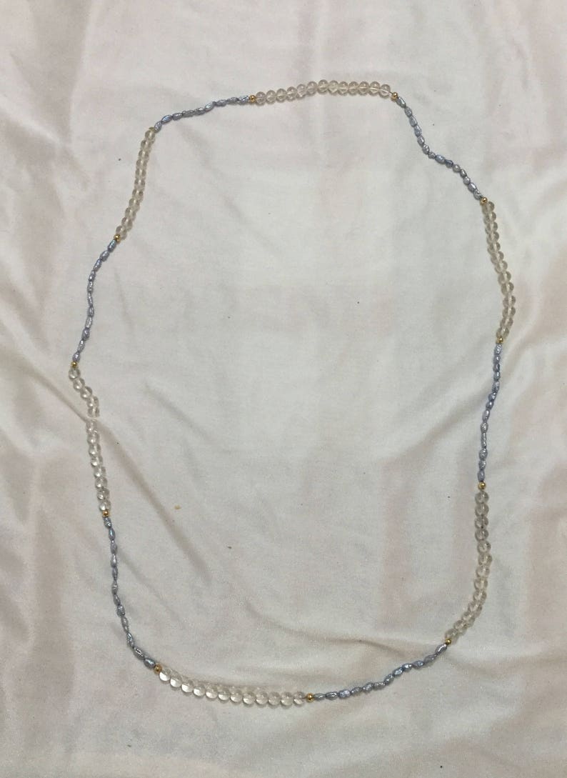 Blue Seed pearl /& Crystal 36 necklace Strand Great Colors FREE SHIPPING USA