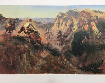 Wild Horse Hunters Charles M. Russell Western Art Cowboy Art Print Montana 1913