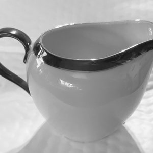 Creamer Eternity by DEVILLE Fine China of Japan White heavy Silver Trim