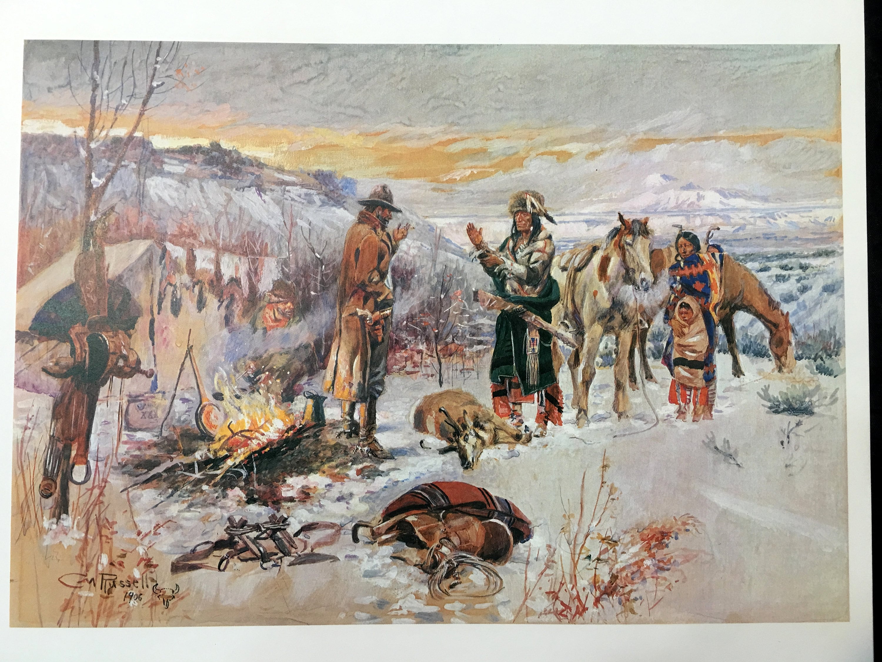 The Wolfer's Camp Charles M. Russell Native American Western