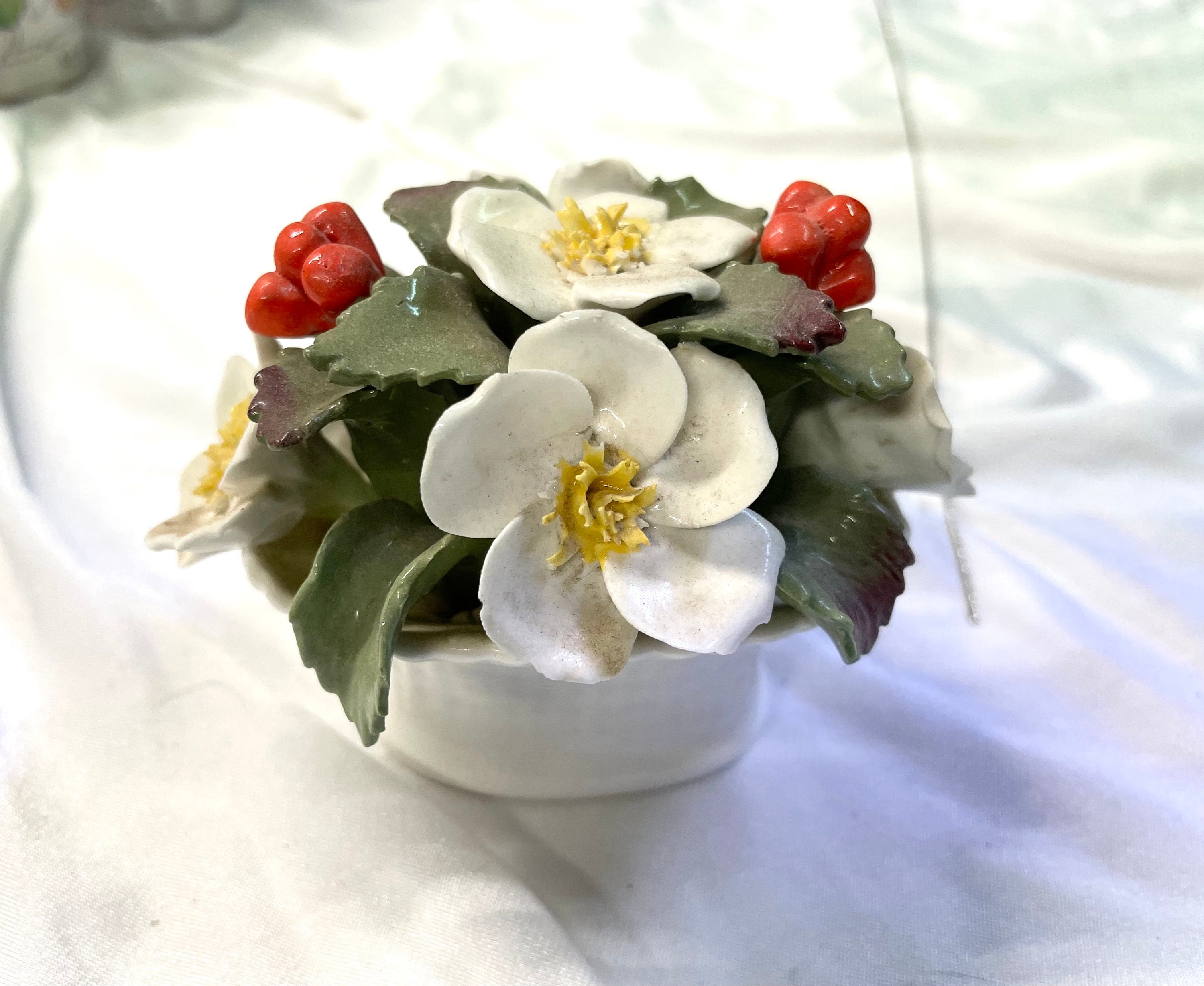 Vintage Aynsley December Christmas Rose Porcelain Flower Basket