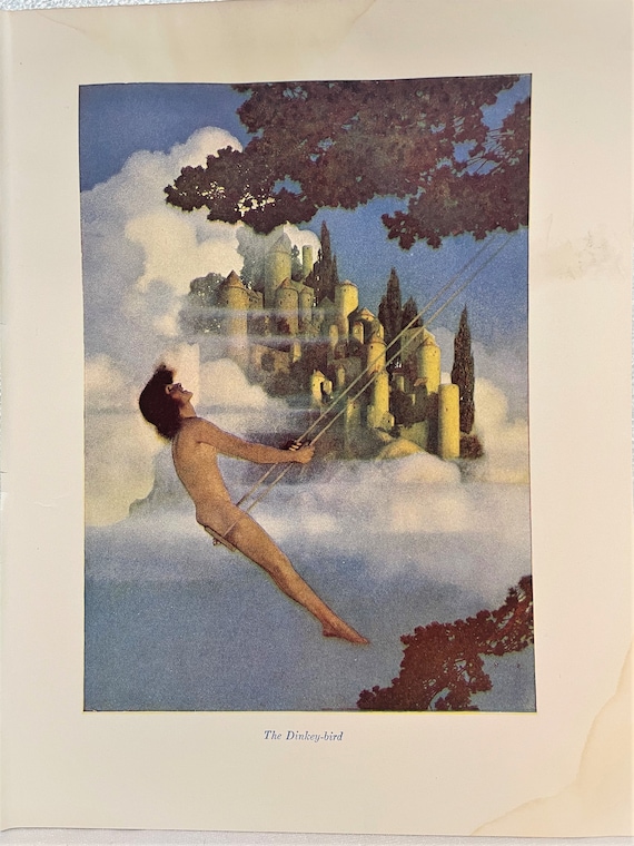 Maxfield Parrish 1904 Art Print the Dinkey Bird Art Print Nude picture