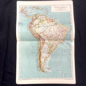 Mapa colorido antigo da América do Sul, 1910, de Justes Perthes