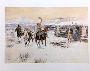 Christmas at Cow Camp Charlie M. Russell Montana Western Art 1904 Cowboy
