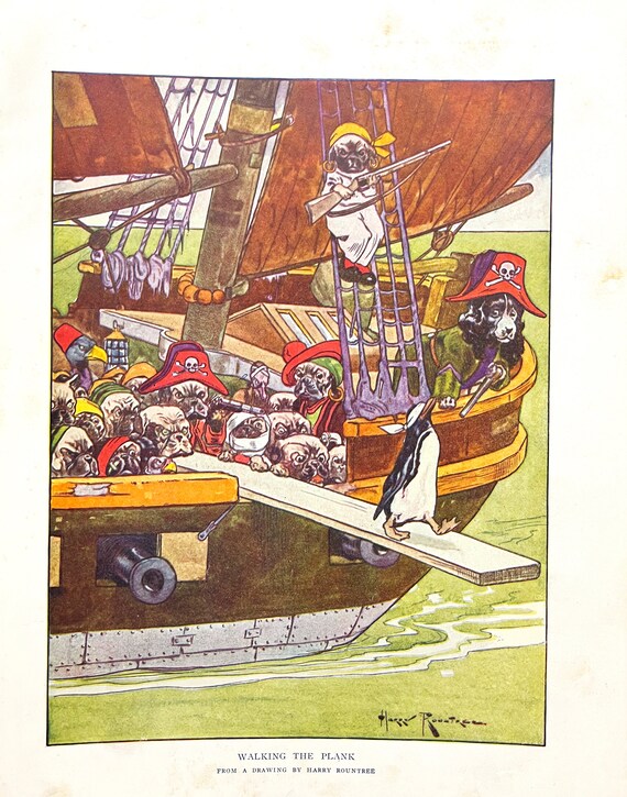 WALKING THE PLANK by Harry Rountree 1927 Bulldog Pirates Art Print