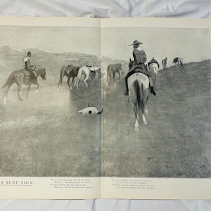 A Sure Sign 1902 Cowboy Western Print by Frederic Remington Monochrome
