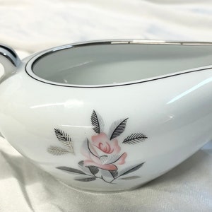 Noritake Rosales 5790 Fine China Japan Creamer  Pink Rose on White China Mid century