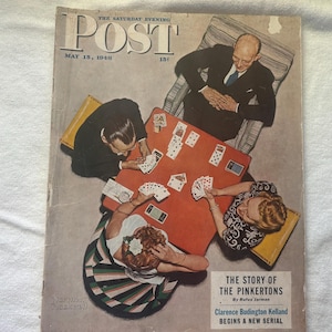 Saturday Evening Post May 15, 1948 Norman Rockwell cover art - Bridge party