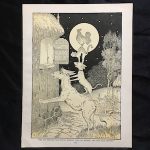 Town Musicians of Bremen 1927 Grimm Fairy Tale  Lithograph Harrison Cady FREE US SHIPPING