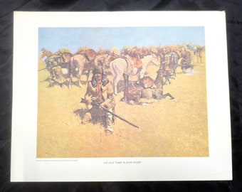 An Old Time Plains Fight  by Frederic Remington Cowboy Horses Western Classic lithograph Print