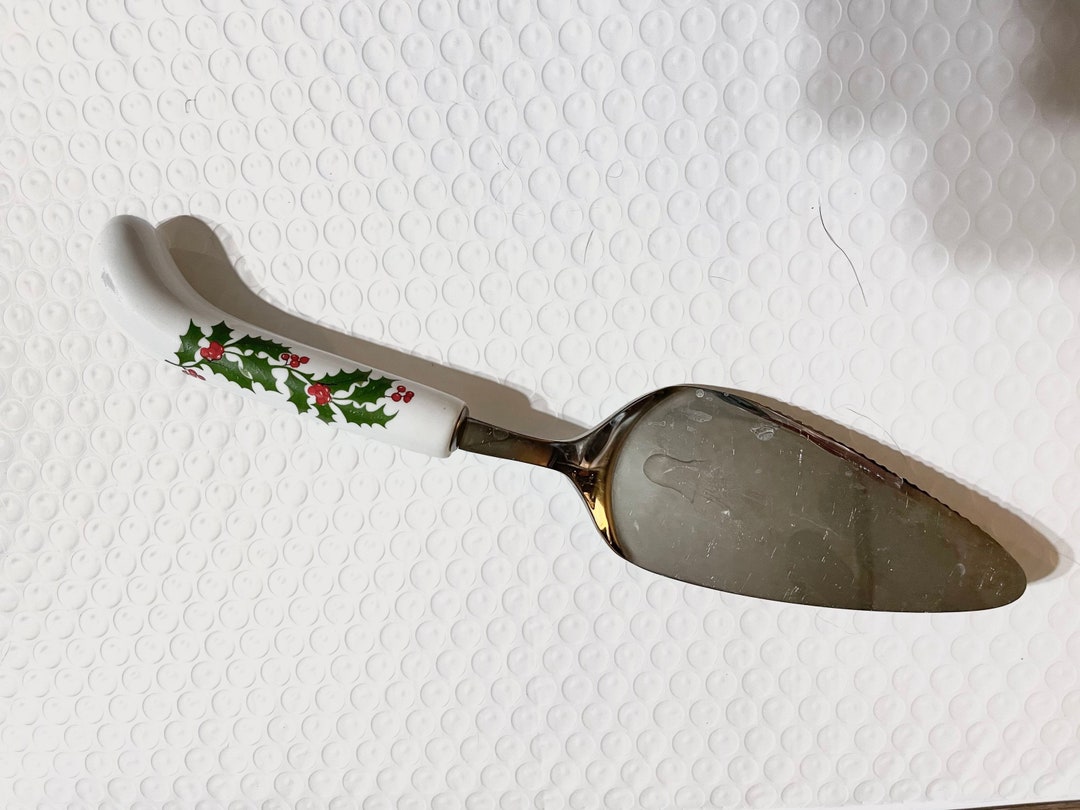 Vintage Christmas Holly Cake Pie Knife Server Porcelain & Etsy