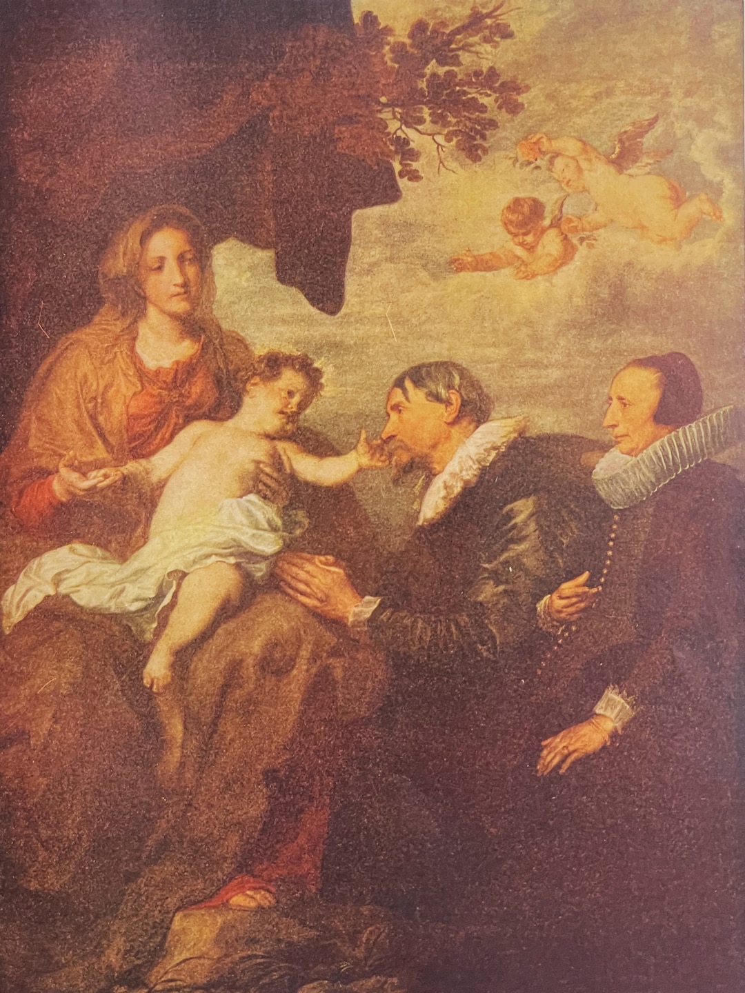 Madonna and Child With Donors by Van Dyck 1927 Lithograph Art Print Etsy