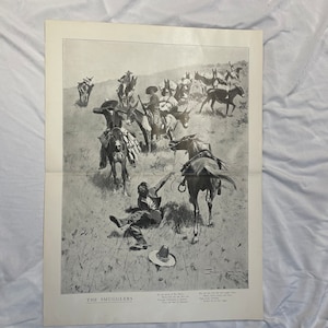 THE SMUGGLERS 1902 Cowboy Western Print by Frederic Remington Monochrome