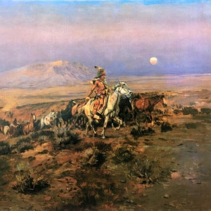 I ladri di cavalli Charles M. Russell Nativo americano Arte western Cowboy