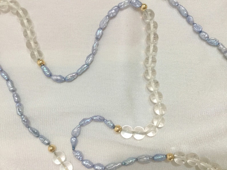 Blue Seed pearl /& Crystal 36 necklace Strand Great Colors FREE SHIPPING USA