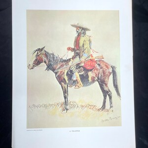 A Trapper  by Frederic Remington Cowboy Western Classic lithograph Print 1947