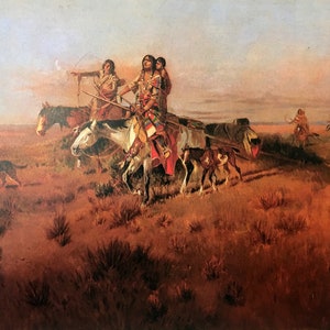 Charles M. Russel Druck: Nach dem Buffalo Run, Vintage Western Kunst
