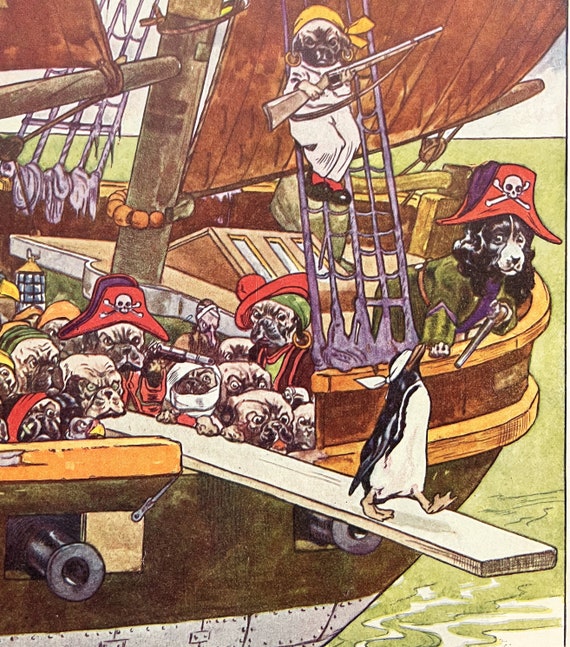 WALKING THE PLANK by Harry Rountree 1927 Bulldog Pirates Art Print