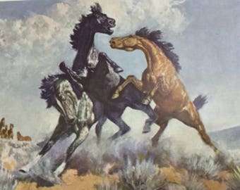 Will James 1929 Print Smoky & Snubing Post AMERICAN Cowboy