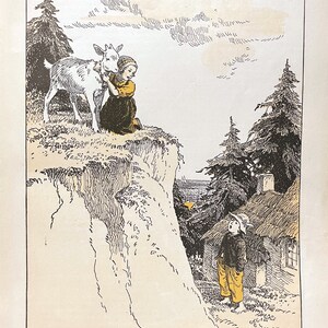 The Goat is Mine Little Girl by Harold Sichel 1927 Vintage Children&#39;s Art Illustration