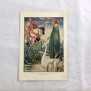 Walter Crane Art Print: King Arthur, Lady of the Lake, Excalibur (1911 Edition)
