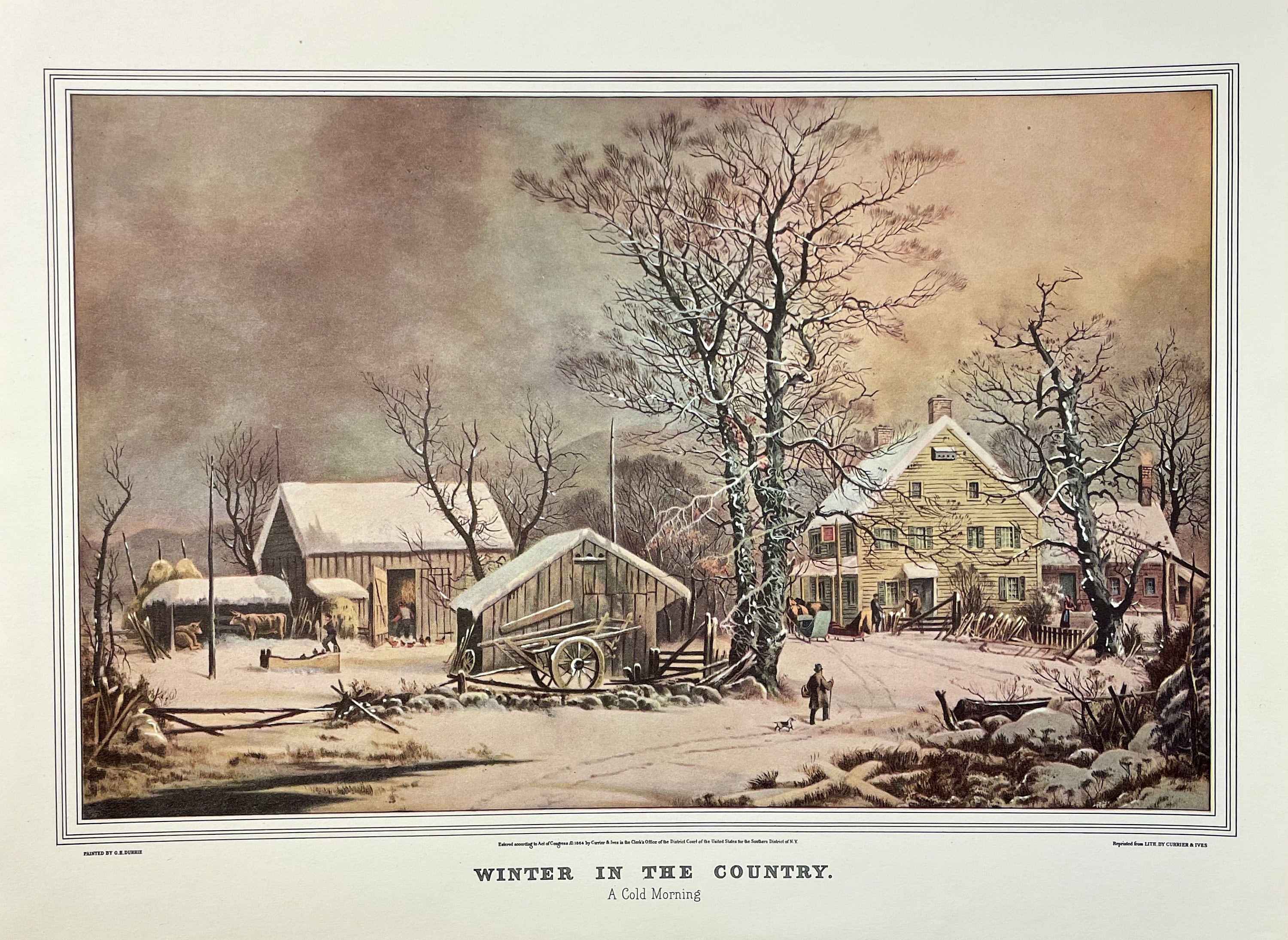 CURRIER & IVES Winter in the Country A Cold Morning George Henry
