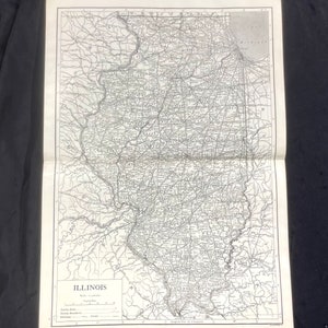 ILLINOIS 1911 US Bundesstaatskarte von Emery Walker Grafschaften Eisenbahn