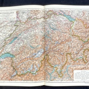 Justes Perthes Antique Color Karte der Schweiz 1910