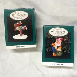 Hallmark  Christmas Ornaments 1995-6 lot of 2 Santa & Gift from Rodney Reindeer delivering FREE SHIPPING